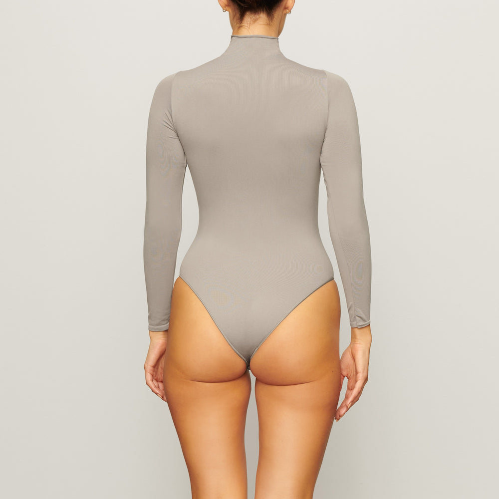 Skims ESSENTIAL MOCK NECK Long Sleeve Bodysuit Siva | FGTR-47926