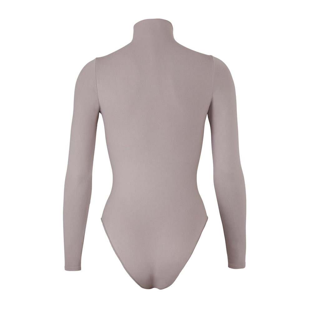 Skims ESSENTIAL MOCK NECK Long Sleeve Bodysuit Siva | FGTR-47926