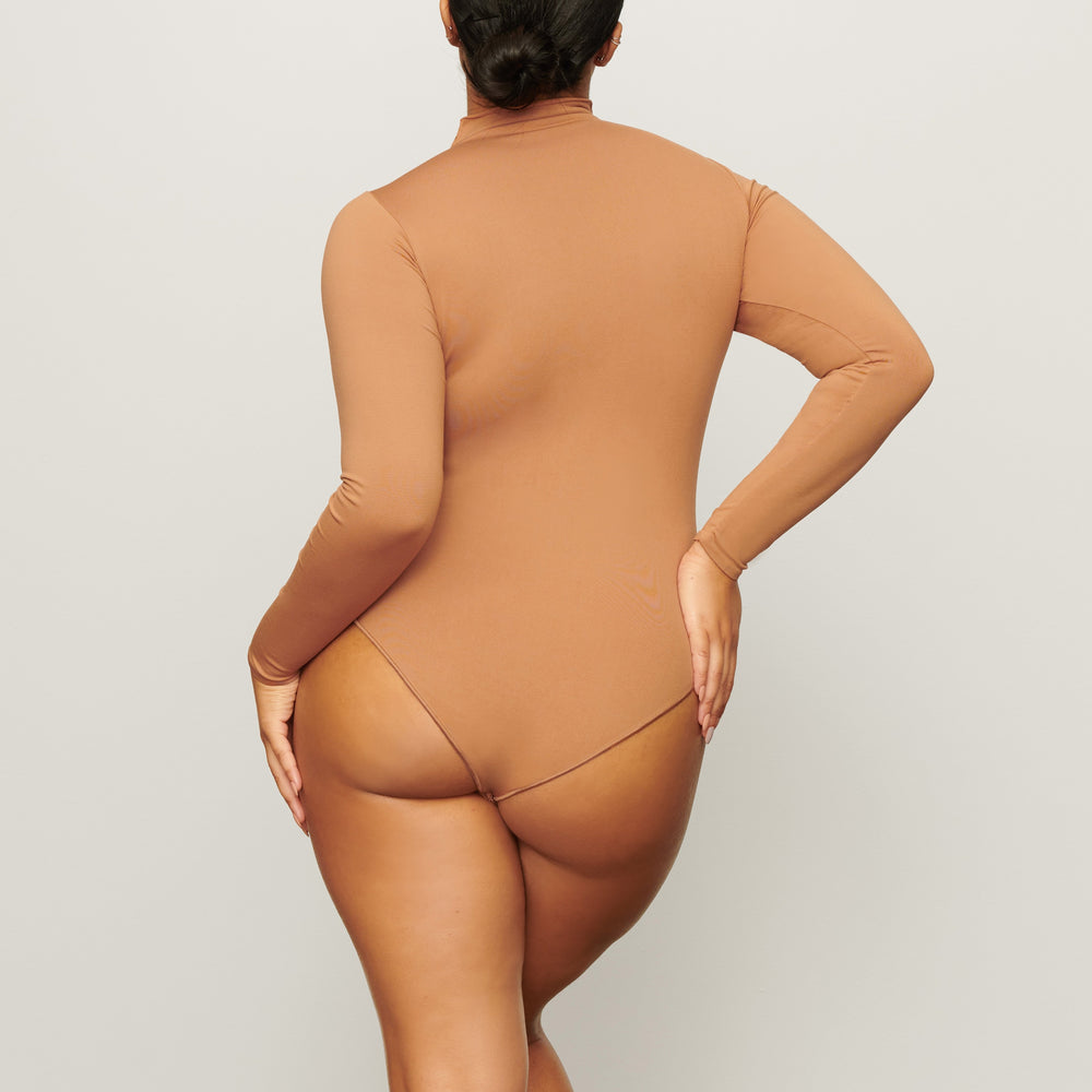 Skims ESSENTIAL MOCK NECK Long Sleeve Bodysuit Hnede | QZJE-16359