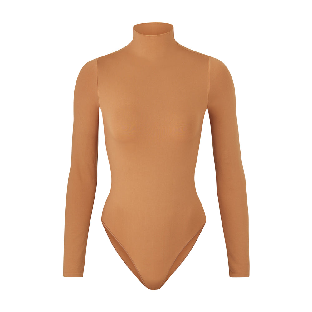 Skims ESSENTIAL MOCK NECK Long Sleeve Bodysuit Hnede | QZJE-16359