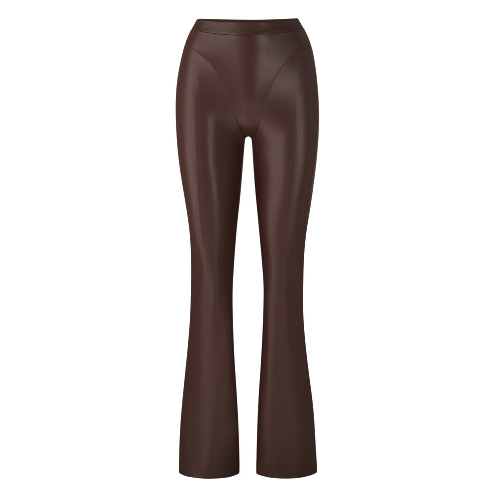 Skims FAUX LEATHER BOOT CUT Nohavice Čokoláda | NIZL-39801