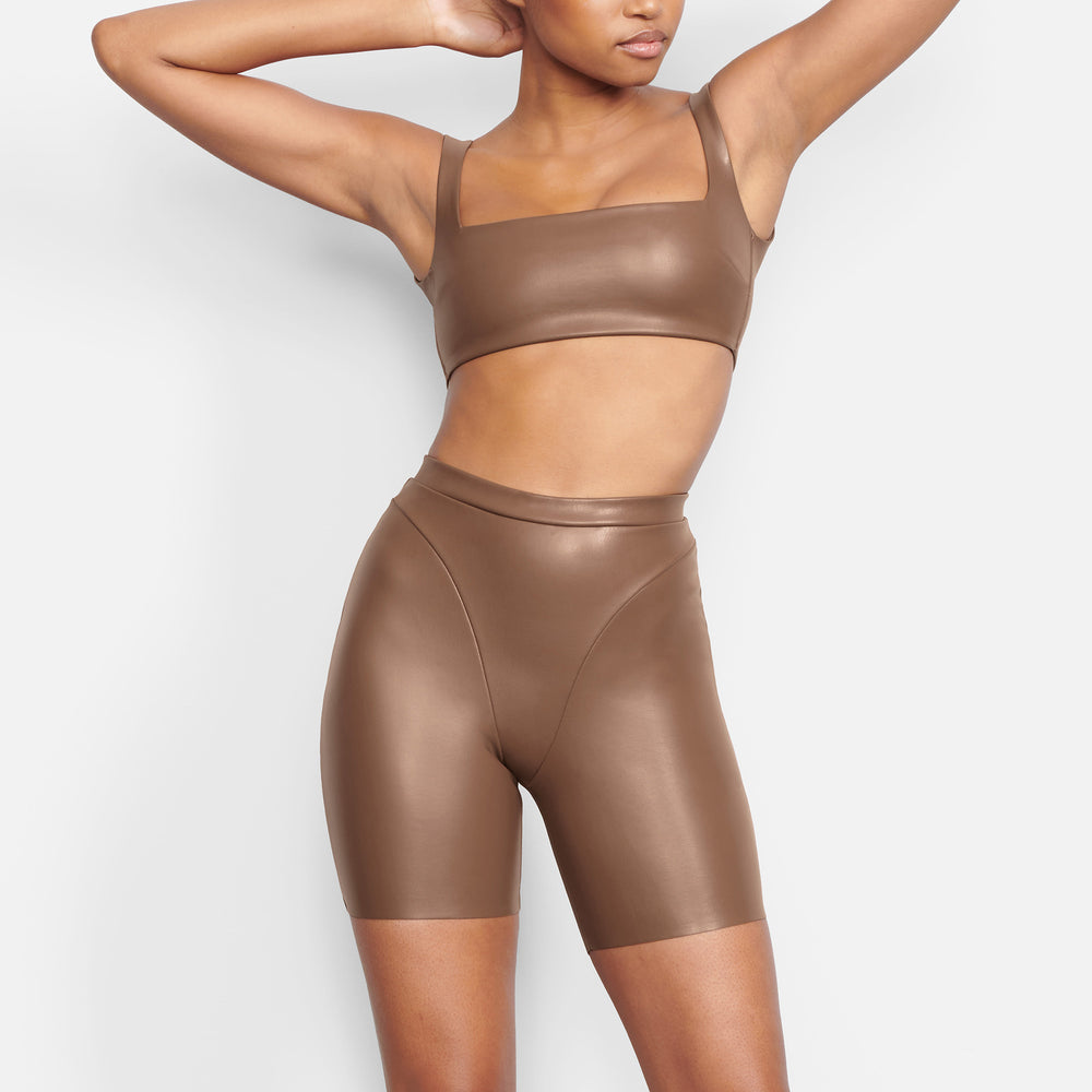 Skims FAUX LEATHER Bralette Hnede | WAXC-38215