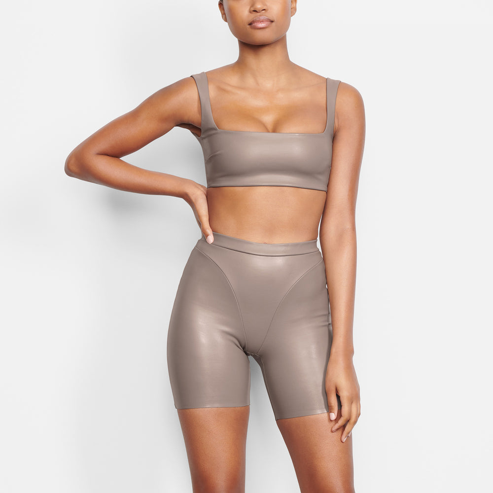 Skims FAUX LEATHER Bralette Strieborne | SHME-68721