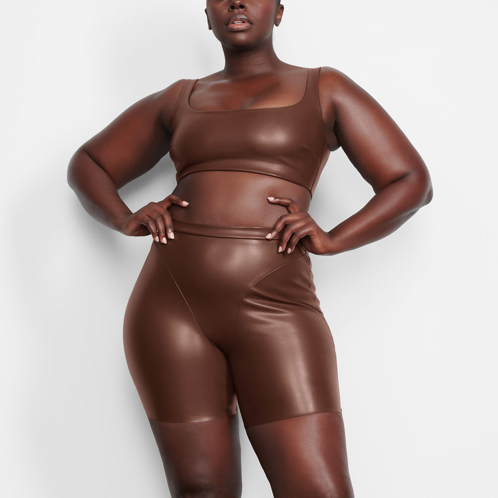 Skims FAUX LEATHER Bralette Čokoláda | YAZI-80756