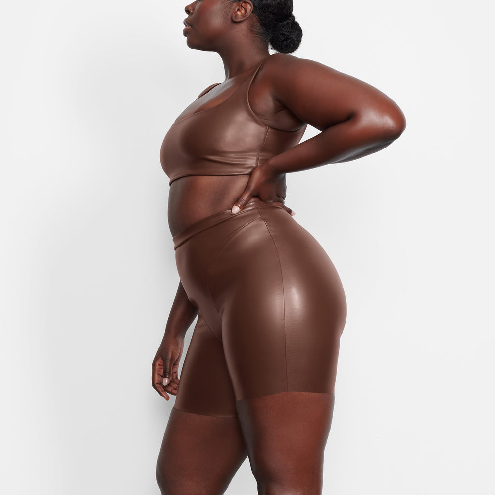 Skims FAUX LEATHER Bralette Čokoláda | YAZI-80756