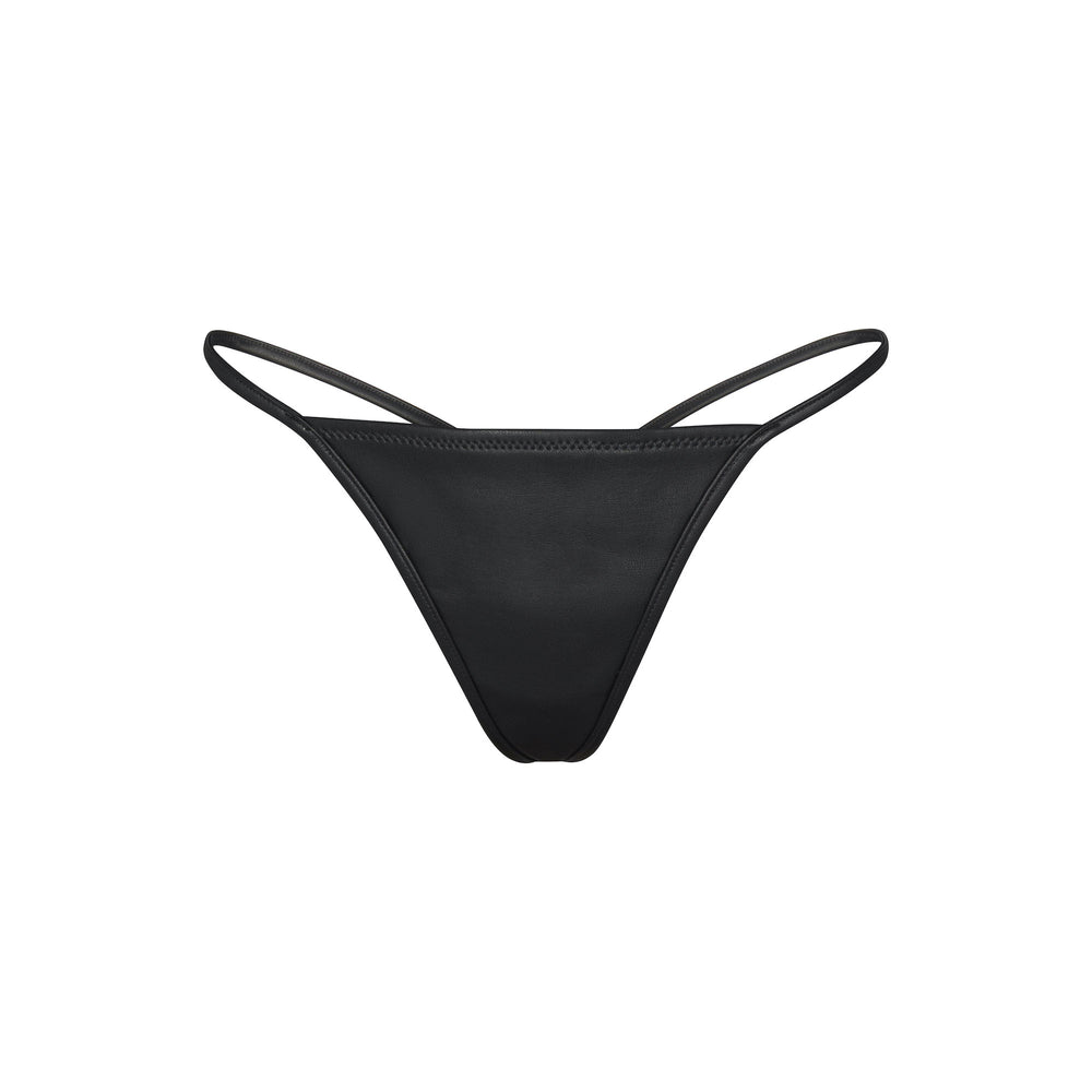 Skims FAUX LEATHER STRING Thong Čierne | YOHB-60182