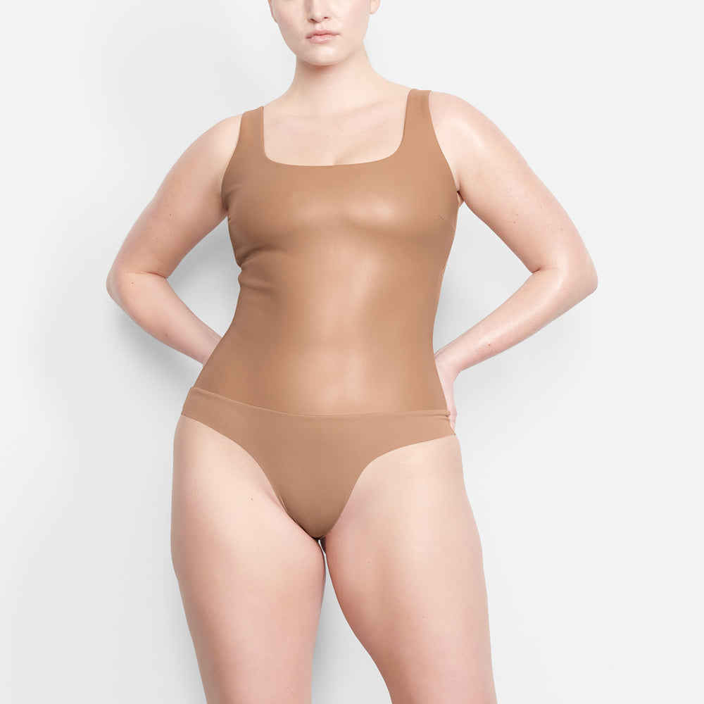 Skims FAUX LEATHER Scoop Neck Bodysuit Marhule | WPIK-14670