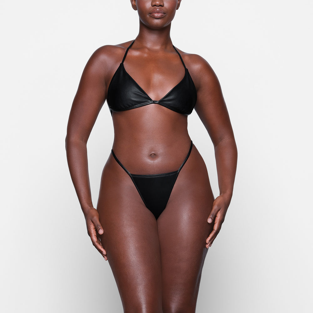 Skims FAUX LEATHER TRIANGLE Bralette Čierne | ADLW-36402