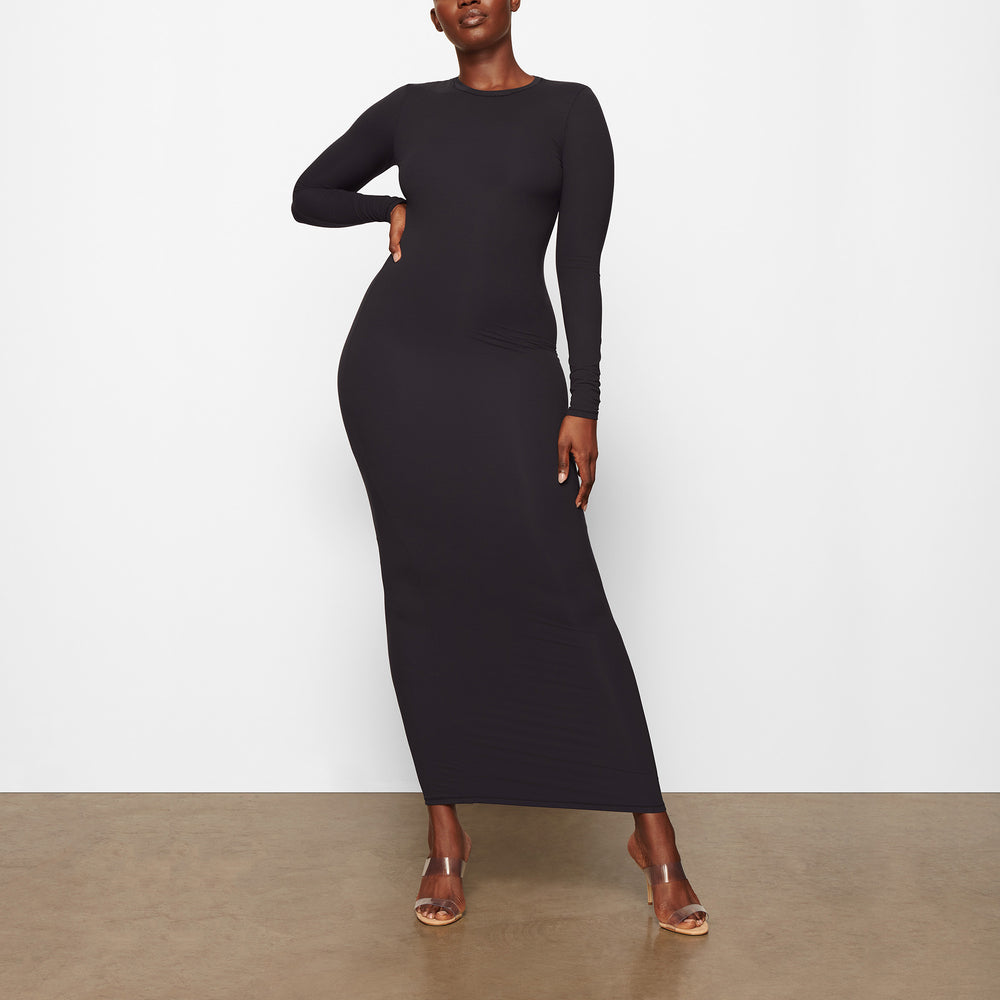 Skims FITS EVERYBODY CREW NECK LONG SLEEVE Dress Čierne | OHSQ-61738