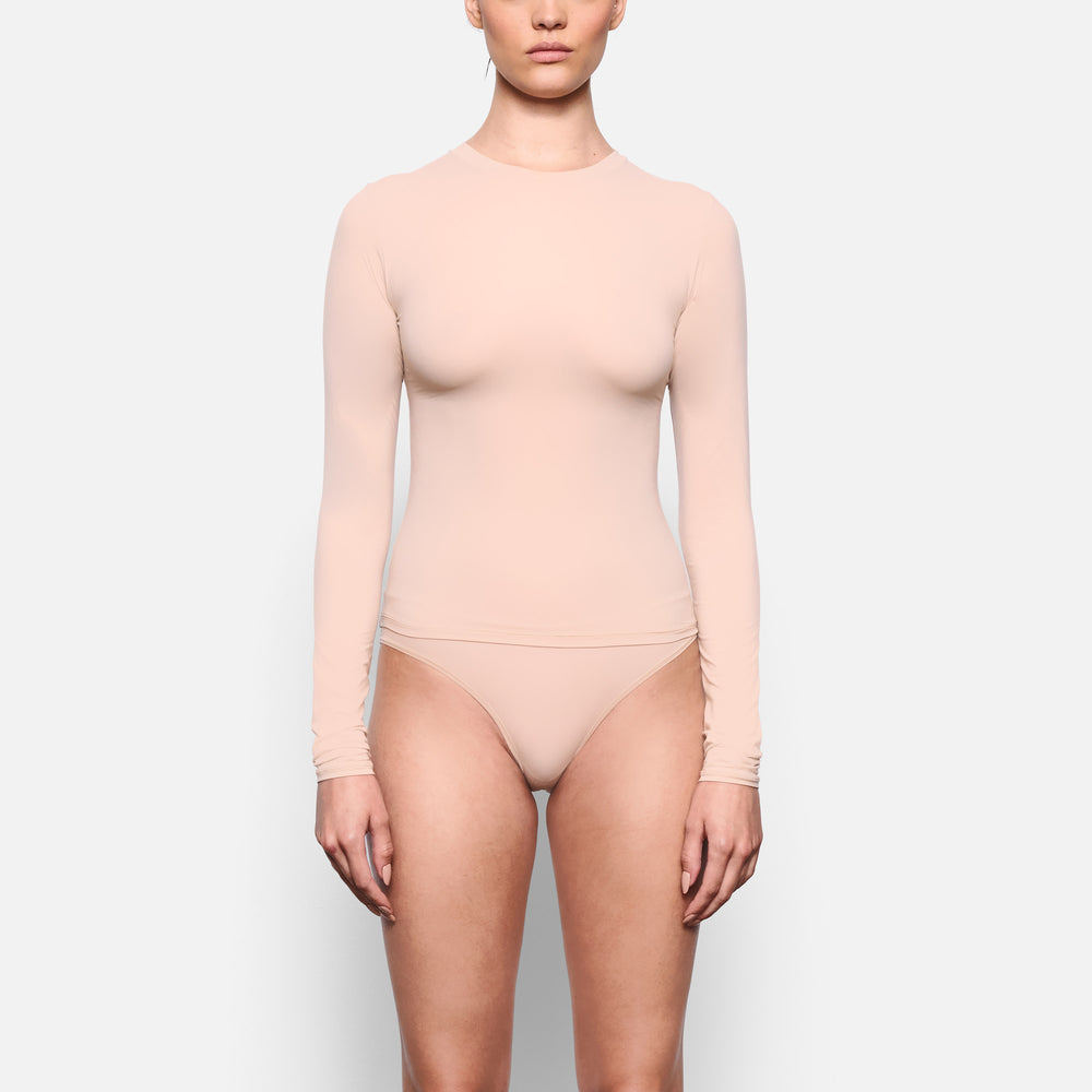 Skims FITS EVERYBODY LONG SLEEVE T-shirt Béžové | KNIQ-40398