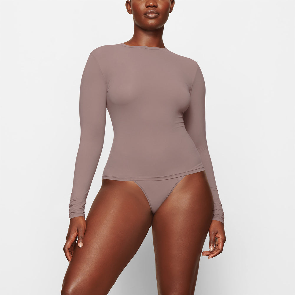 Skims FITS EVERYBODY LONG SLEEVE T-shirt Hnede | OIML-73295