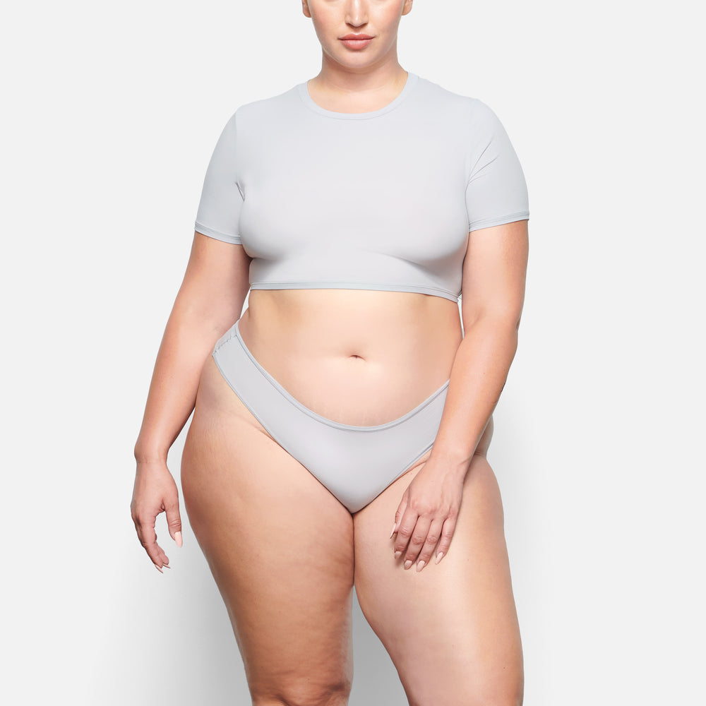 Skims FITS EVERYBODY SUPER CROPPED T-shirt Siva | CKEB-21597