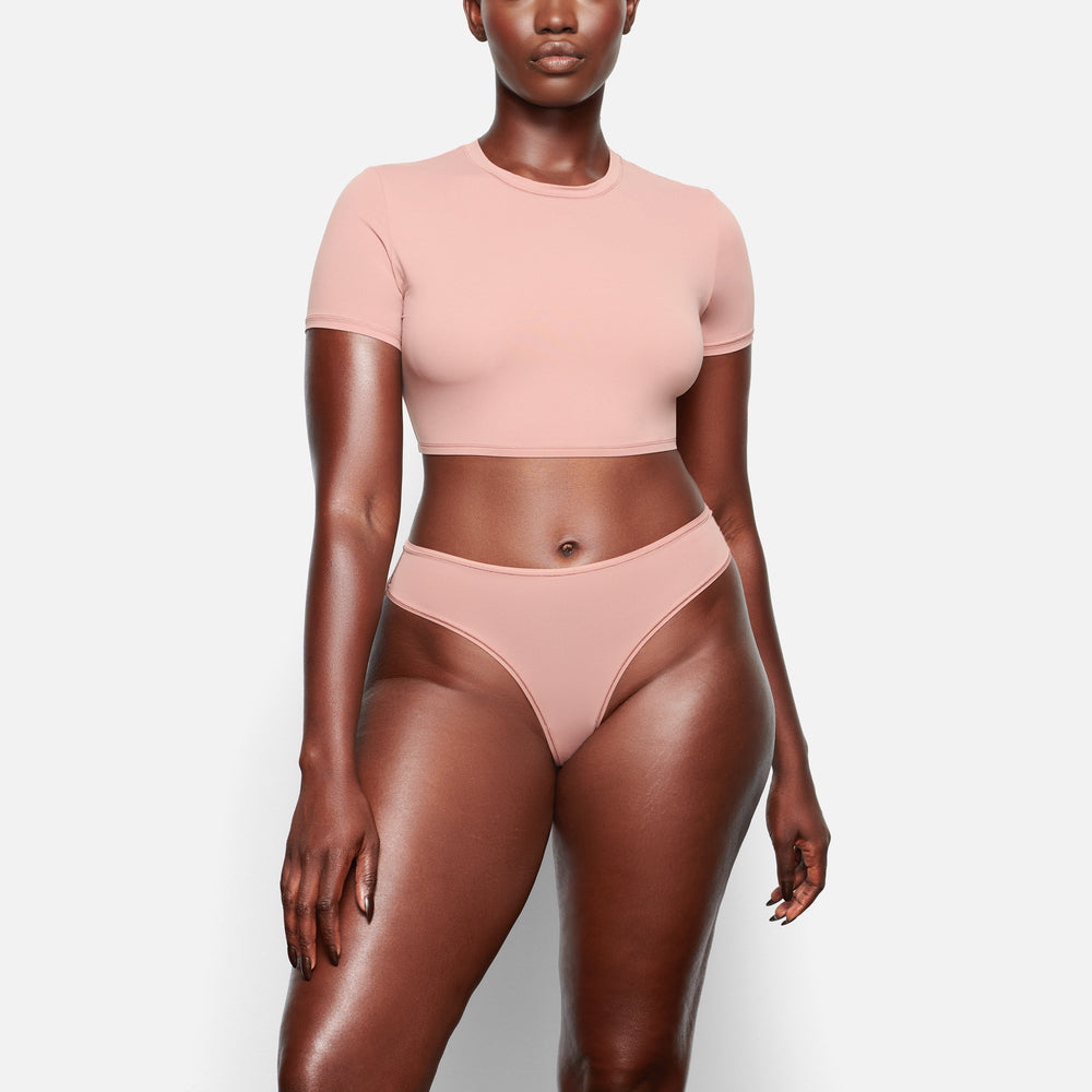 Skims FITS EVERYBODY SUPER CROPPED T-shirt Ruzove | CUGX-40259