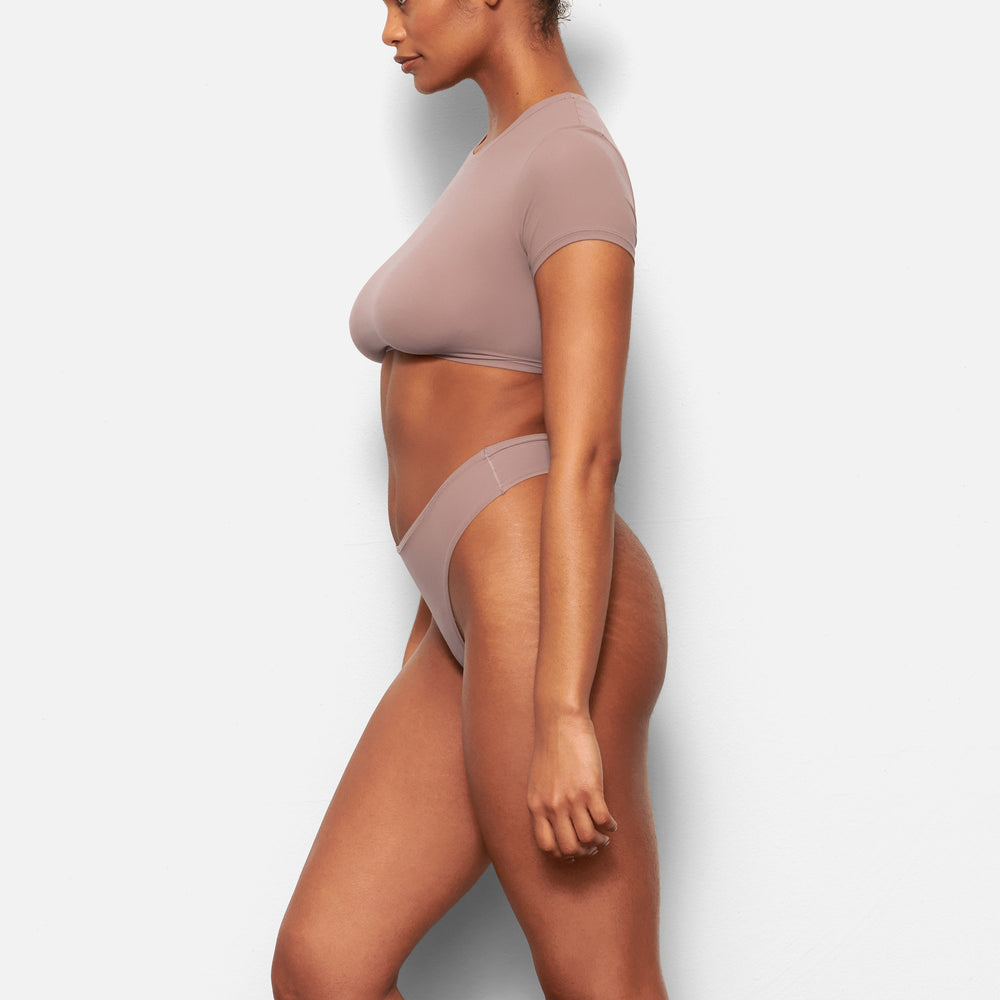 Skims FITS EVERYBODY SUPER CROPPED T-shirt Hnede | DOCG-82970