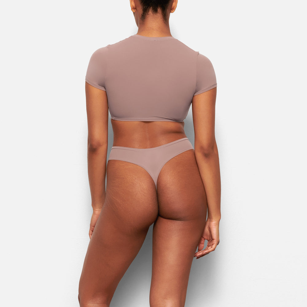 Skims FITS EVERYBODY SUPER CROPPED T-shirt Hnede | DOCG-82970
