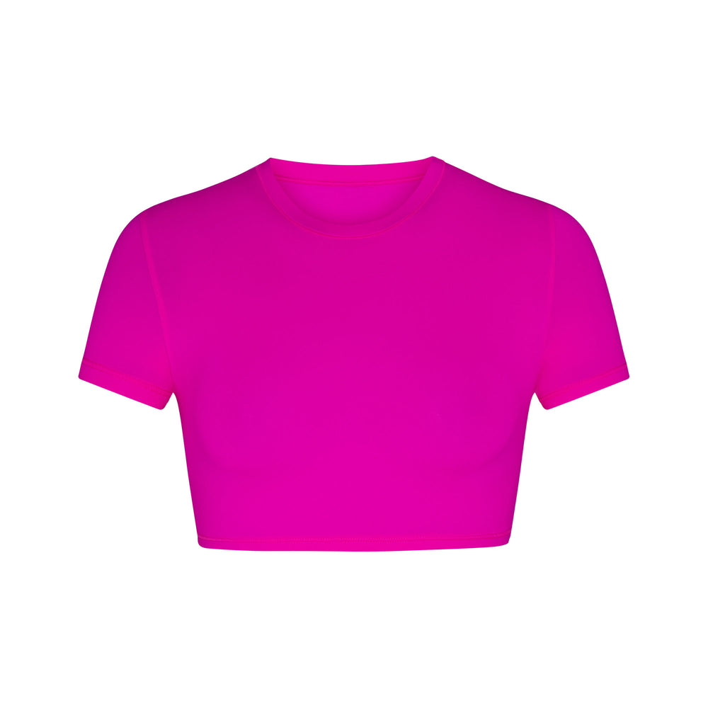 Skims FITS EVERYBODY SUPER CROPPED T-shirt Fuchsie | FGOH-36028