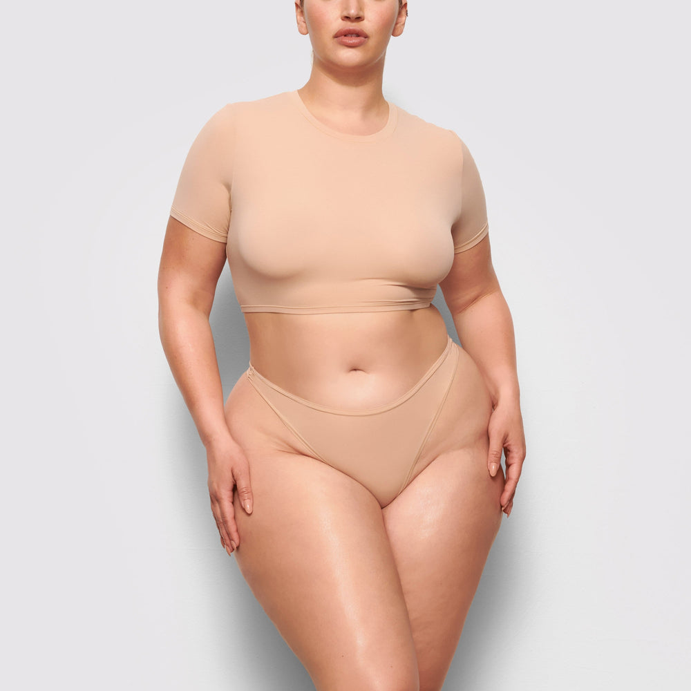 Skims FITS EVERYBODY SUPER CROPPED T-shirt Béžové | FXJC-98126