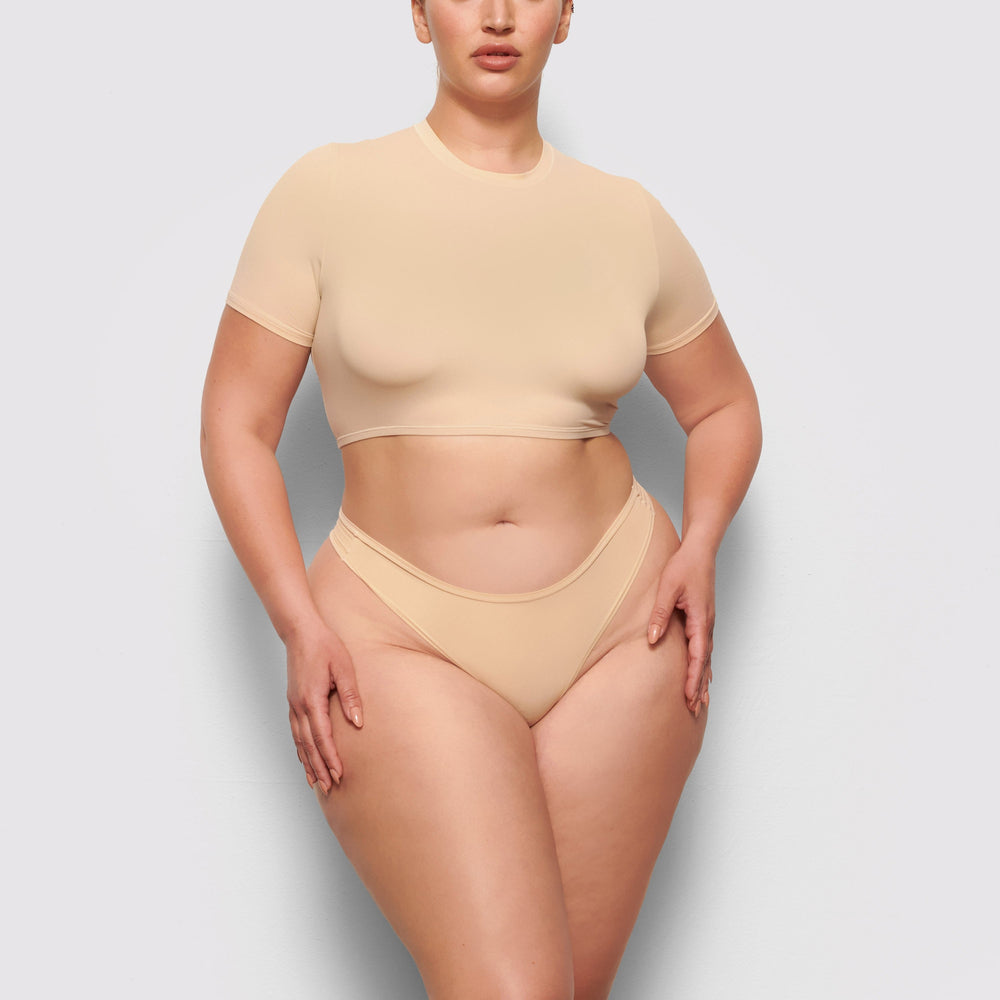 Skims FITS EVERYBODY SUPER CROPPED T-shirt Hnede | GWFS-70951