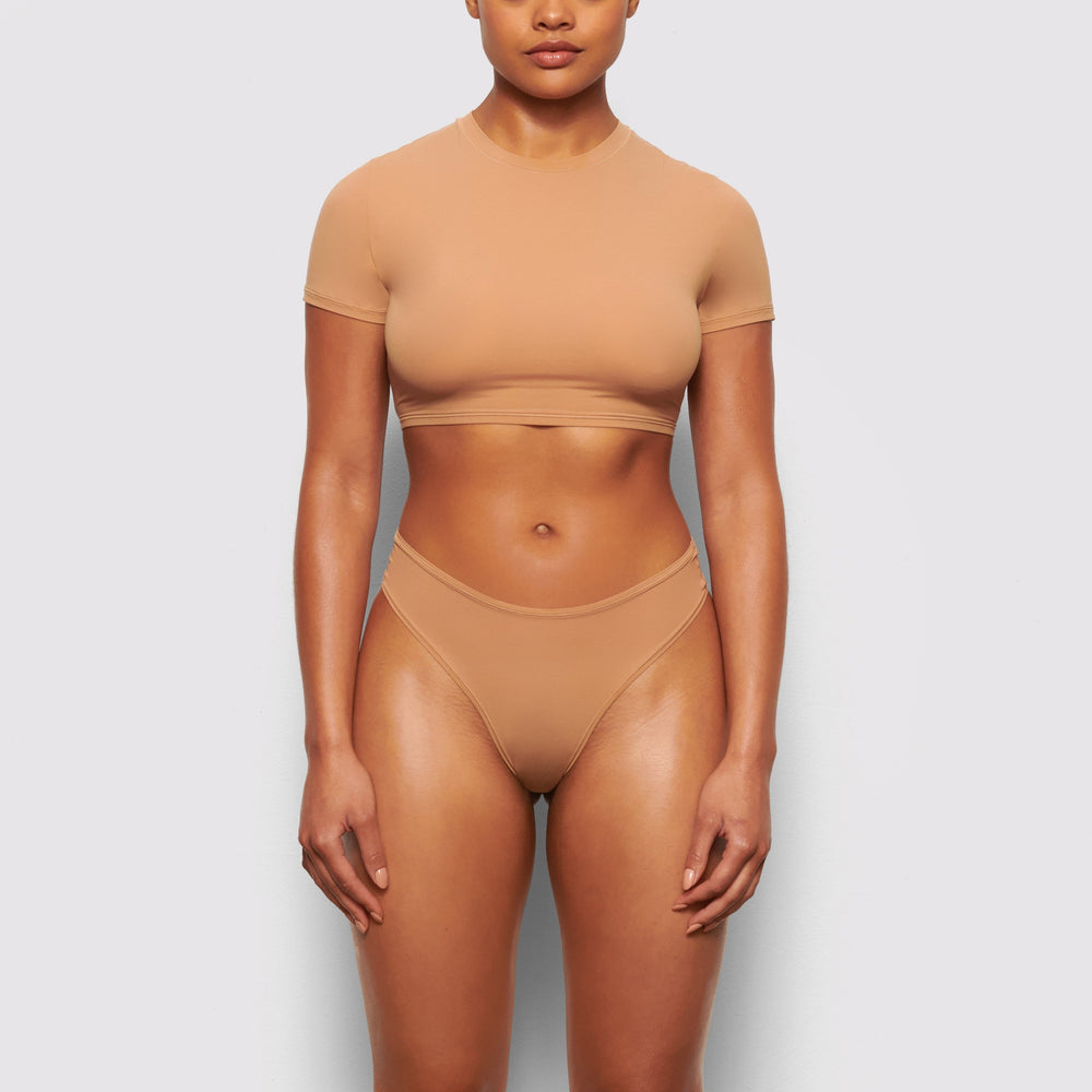 Skims FITS EVERYBODY SUPER CROPPED T-shirt Béžové | LMIE-56039