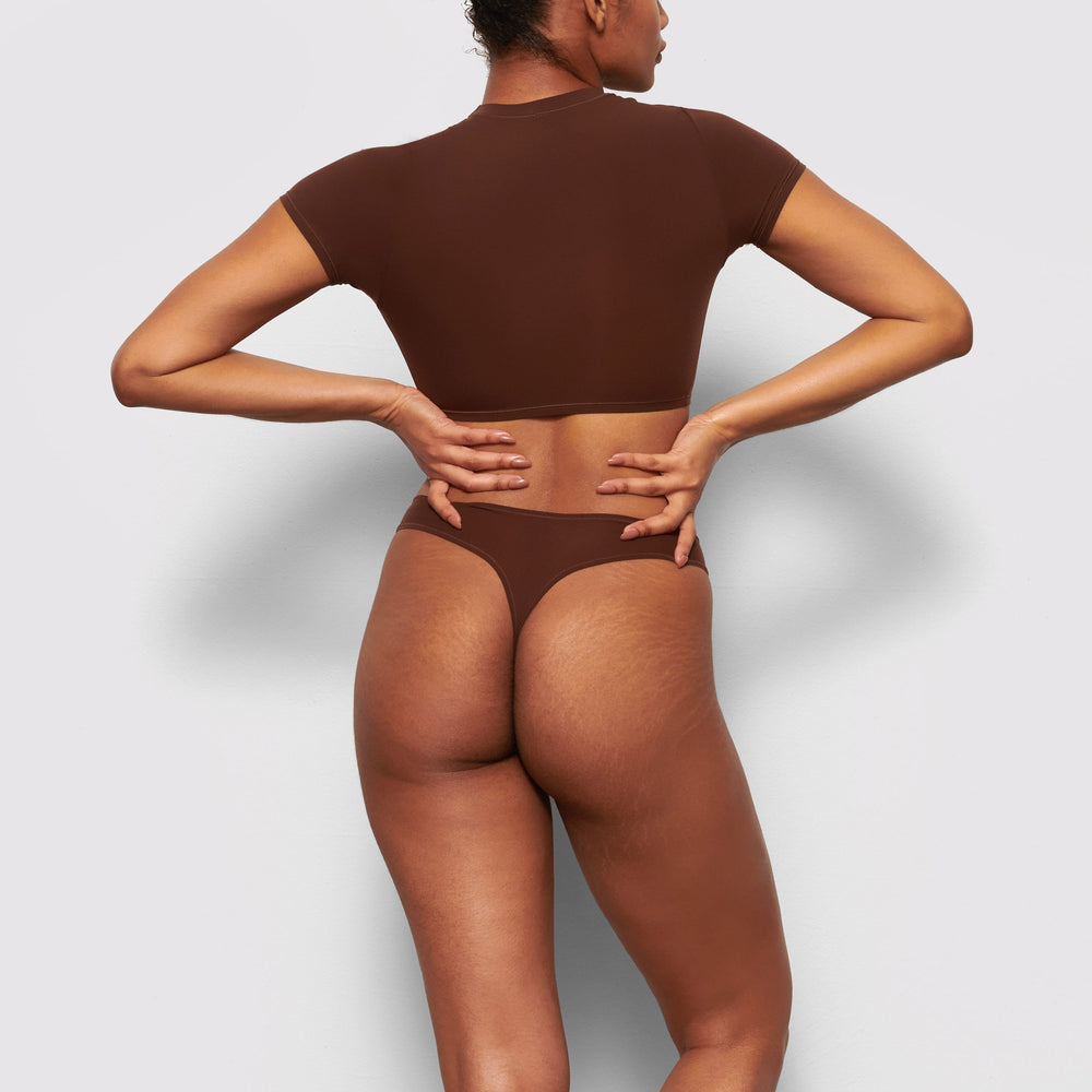 Skims FITS EVERYBODY SUPER CROPPED T-shirt Čokoláda | PMLK-56310
