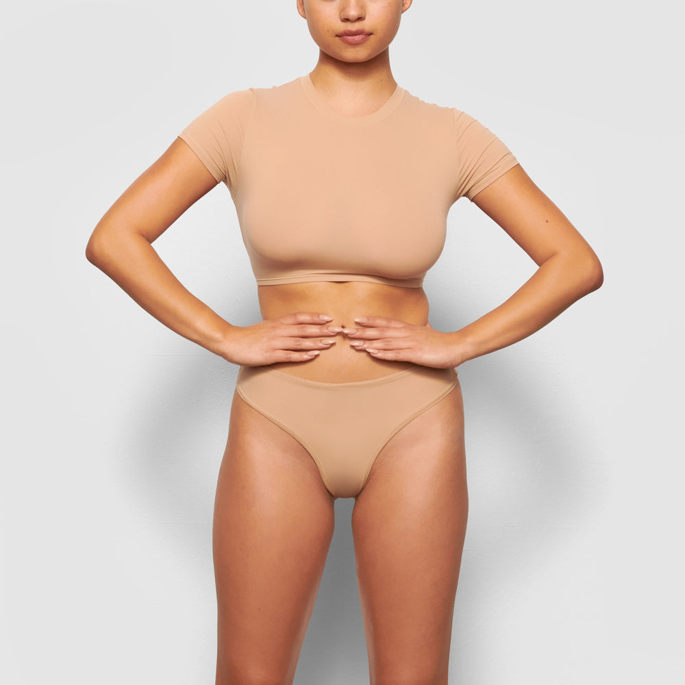 Skims FITS EVERYBODY SUPER CROPPED T-shirt Béžové | SGTP-09386