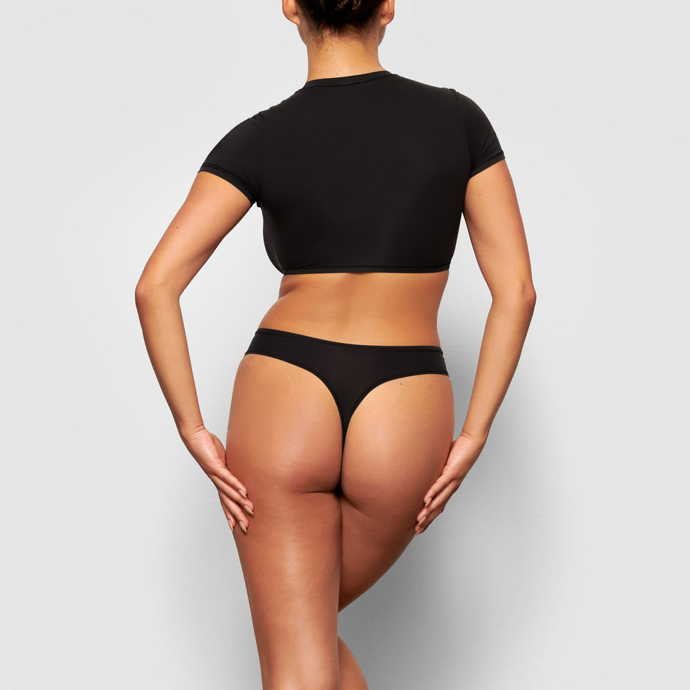 Skims FITS EVERYBODY SUPER CROPPED T-shirt Čierne | SPXE-78412