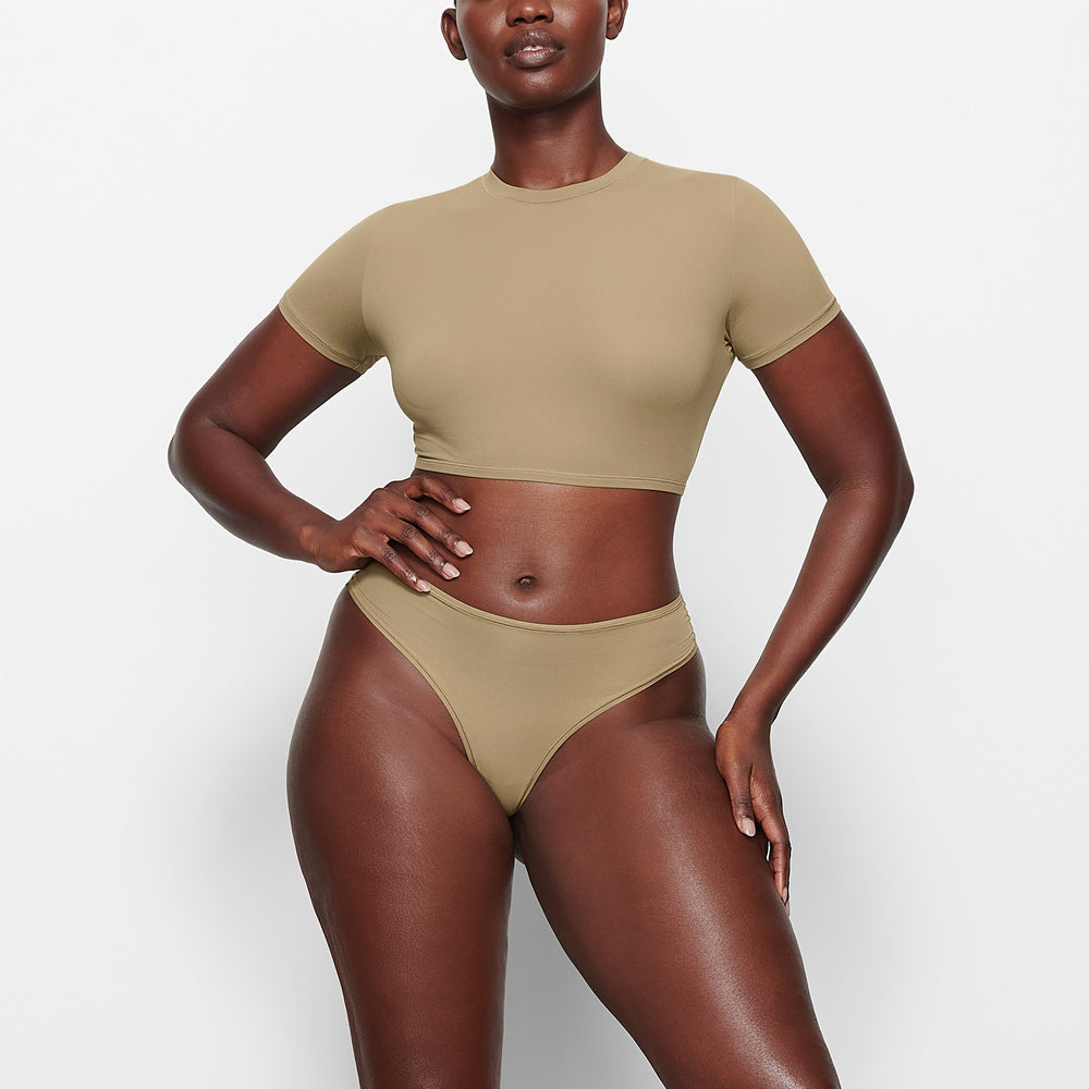Skims FITS EVERYBODY SUPER CROPPED T-shirt Hnedožltý | ULTQ-93504