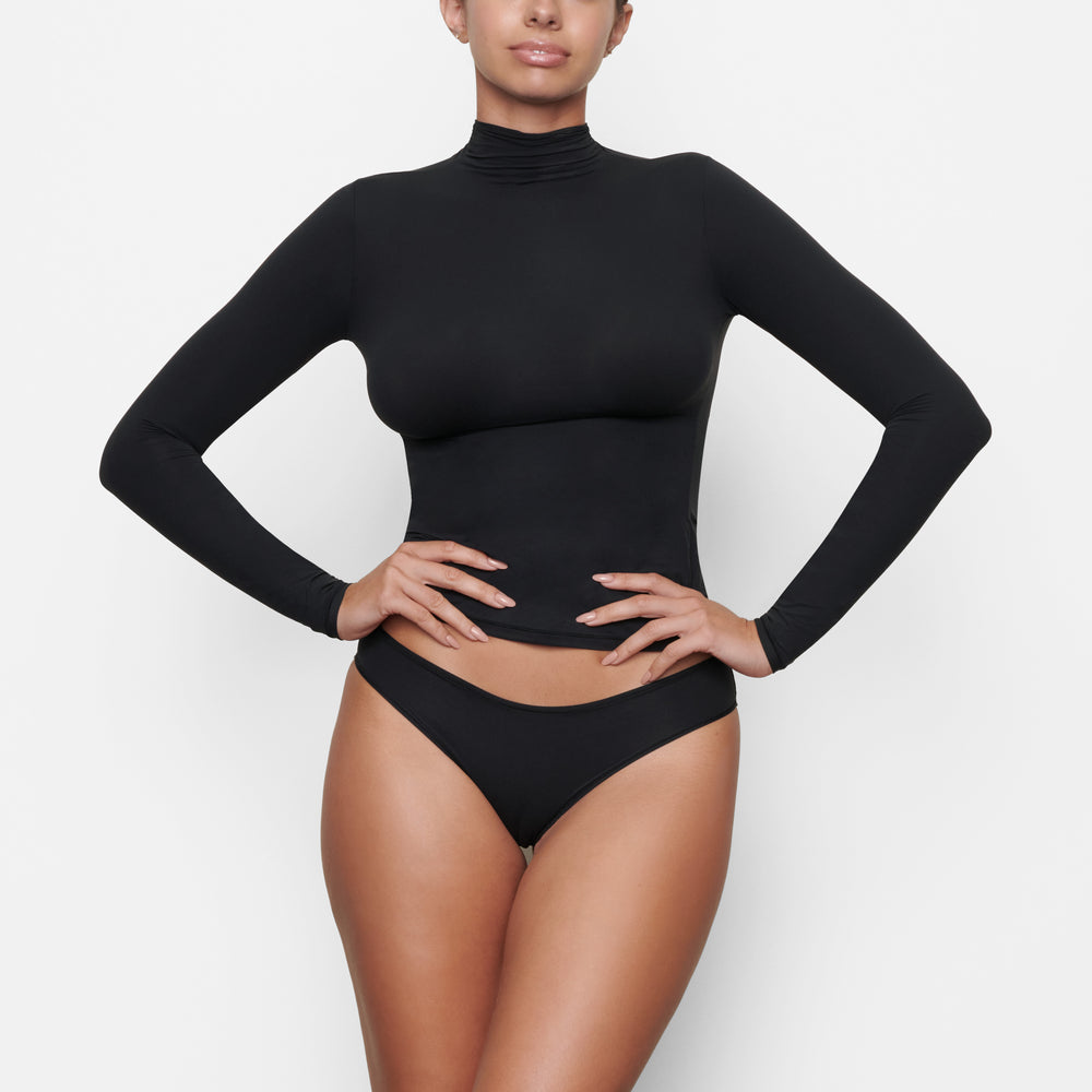 Skims FITS EVERYBODY TURTLENECK T-shirt Čierne | CXIJ-86274