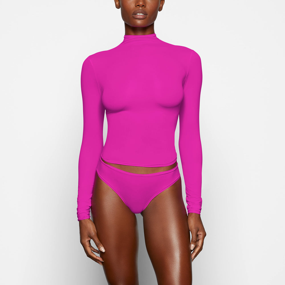 Skims FITS EVERYBODY TURTLENECK T-shirt Fuchsie | NVYE-15782