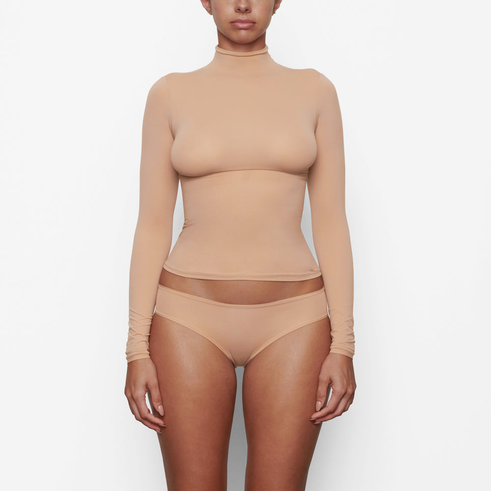 Skims FITS EVERYBODY TURTLENECK T-shirt Béžové | PLYN-05246