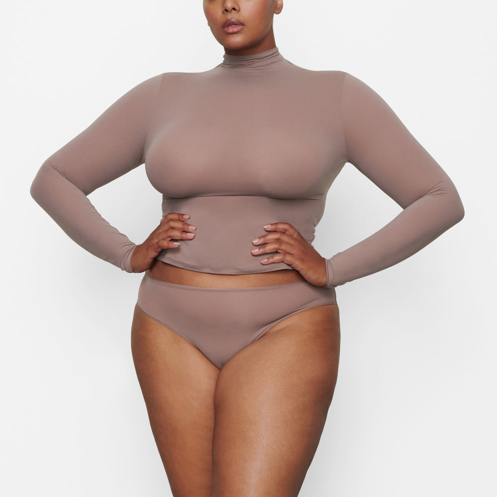 Skims FITS EVERYBODY TURTLENECK T-shirt Hnede | TBMC-65924