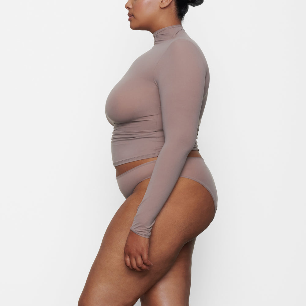 Skims FITS EVERYBODY TURTLENECK T-shirt Hnede | TBMC-65924