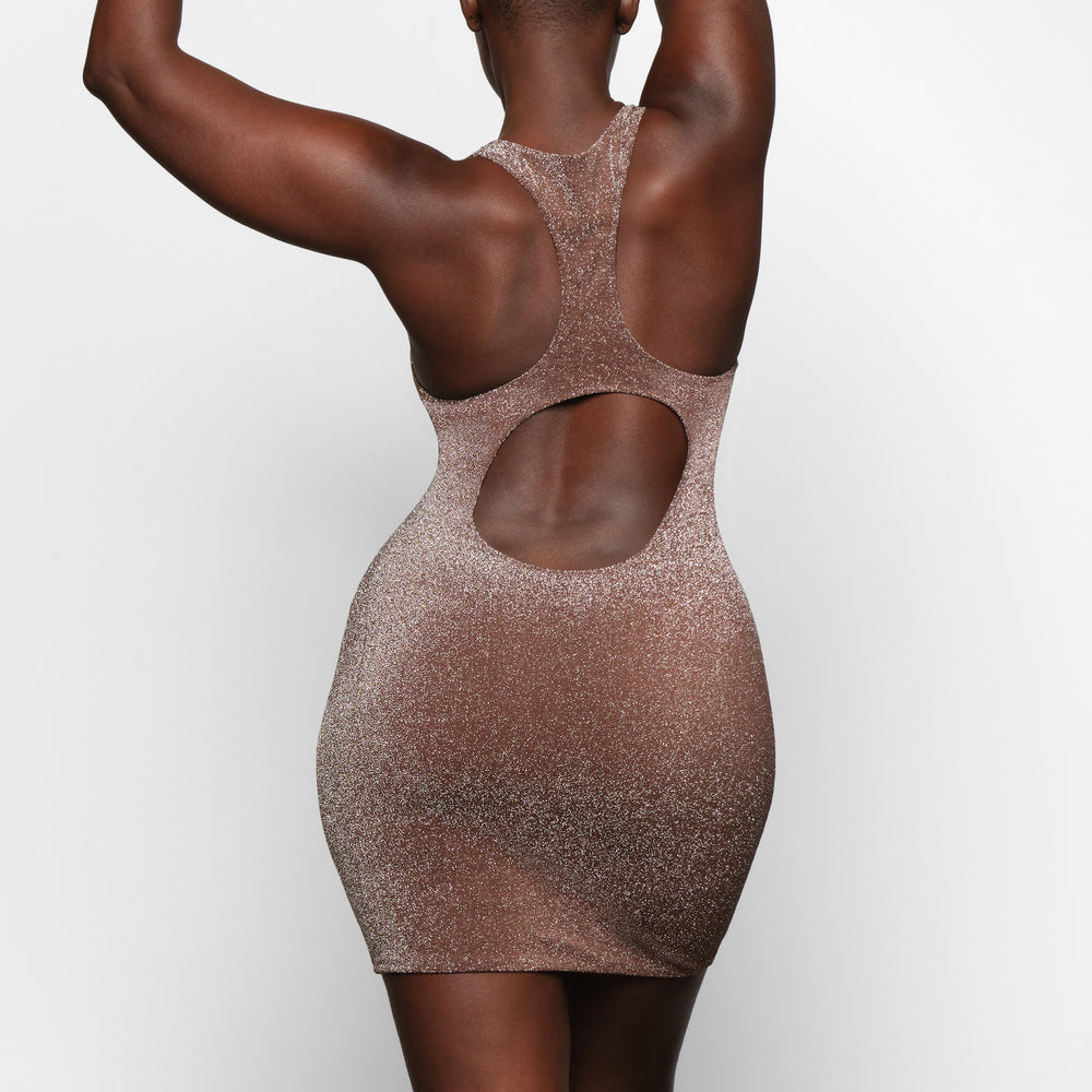 Skims GLITTER SWIM METALLIC Dress Čokoláda | ZOEP-75281