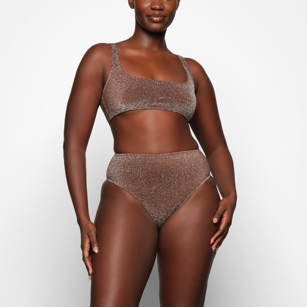 Skims GLITTER SWIM MID WAIST BOTTOM Two Pieces Čokoláda | CNHX-56943