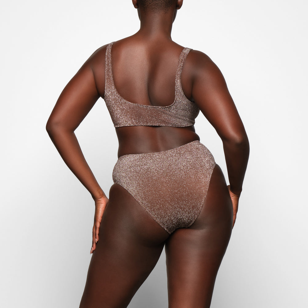 Skims GLITTER SWIM MID WAIST BOTTOM Two Pieces Čokoláda | CNHX-56943