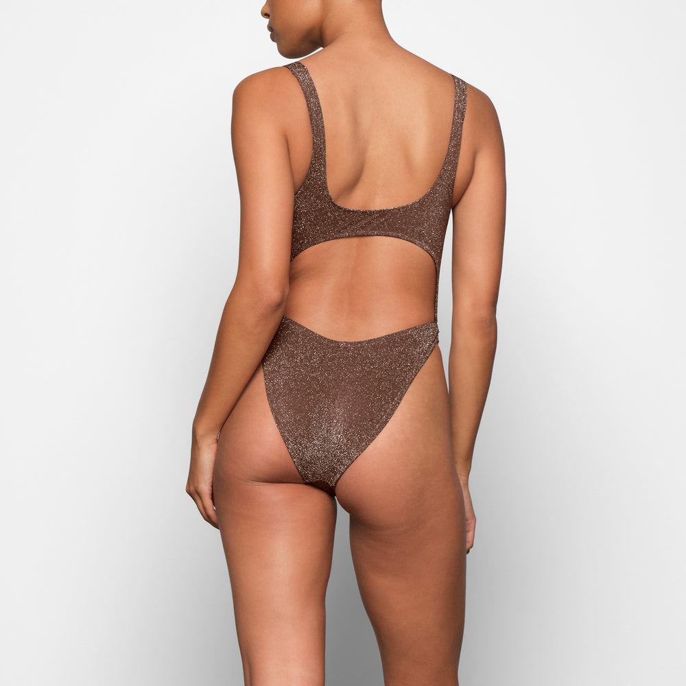 Skims GLITTER SWIM MONOKINI One Piece Hnede | RGPL-25830