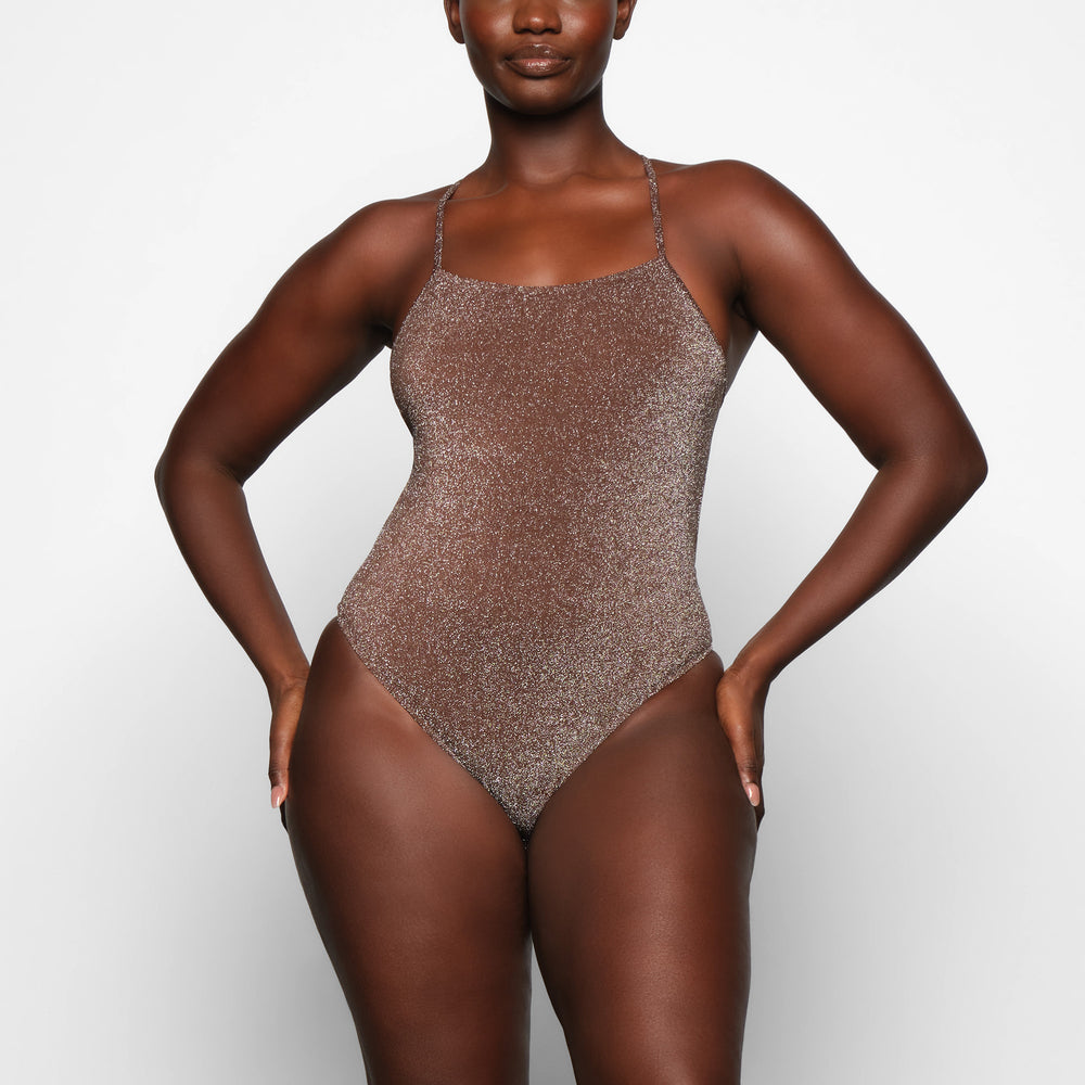 Skims GLITTER SWIM One Piece Čokoláda | APHY-54079