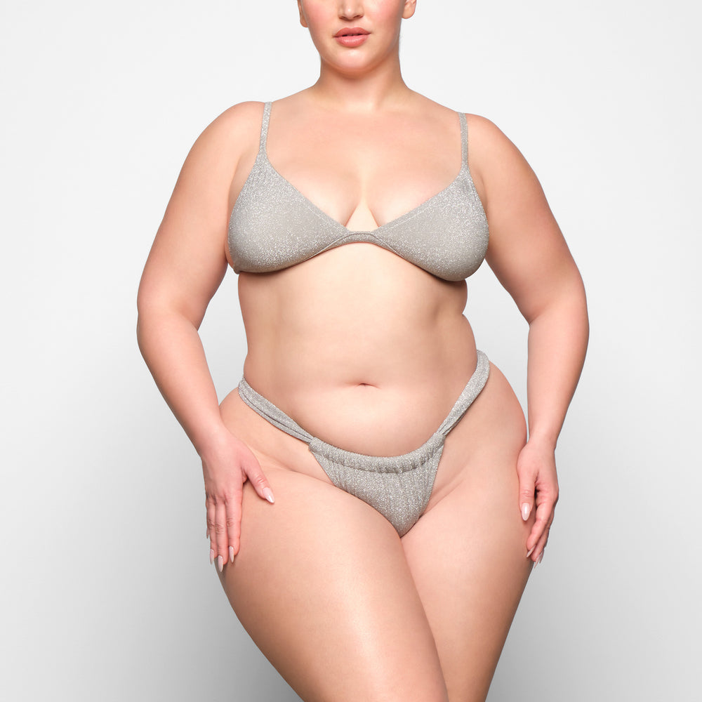 Skims GLITTER SWIM RUCHED BIKINI TANGA Two Pieces Siva | AHJP-46251