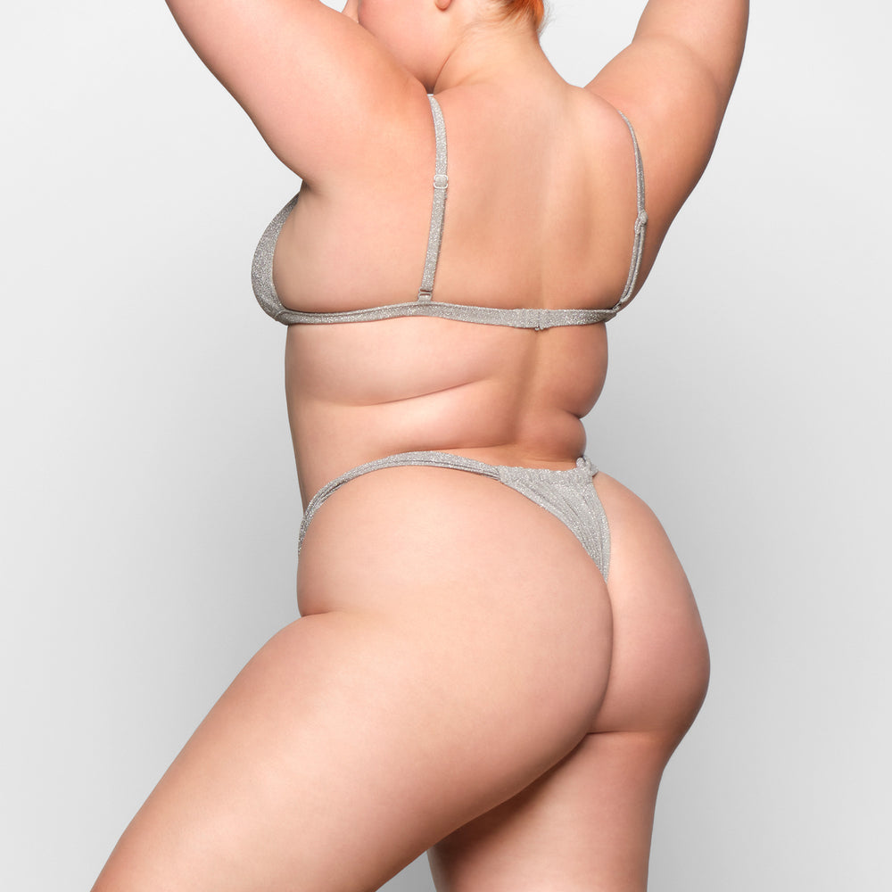 Skims GLITTER SWIM RUCHED BIKINI TANGA Two Pieces Siva | AHJP-46251