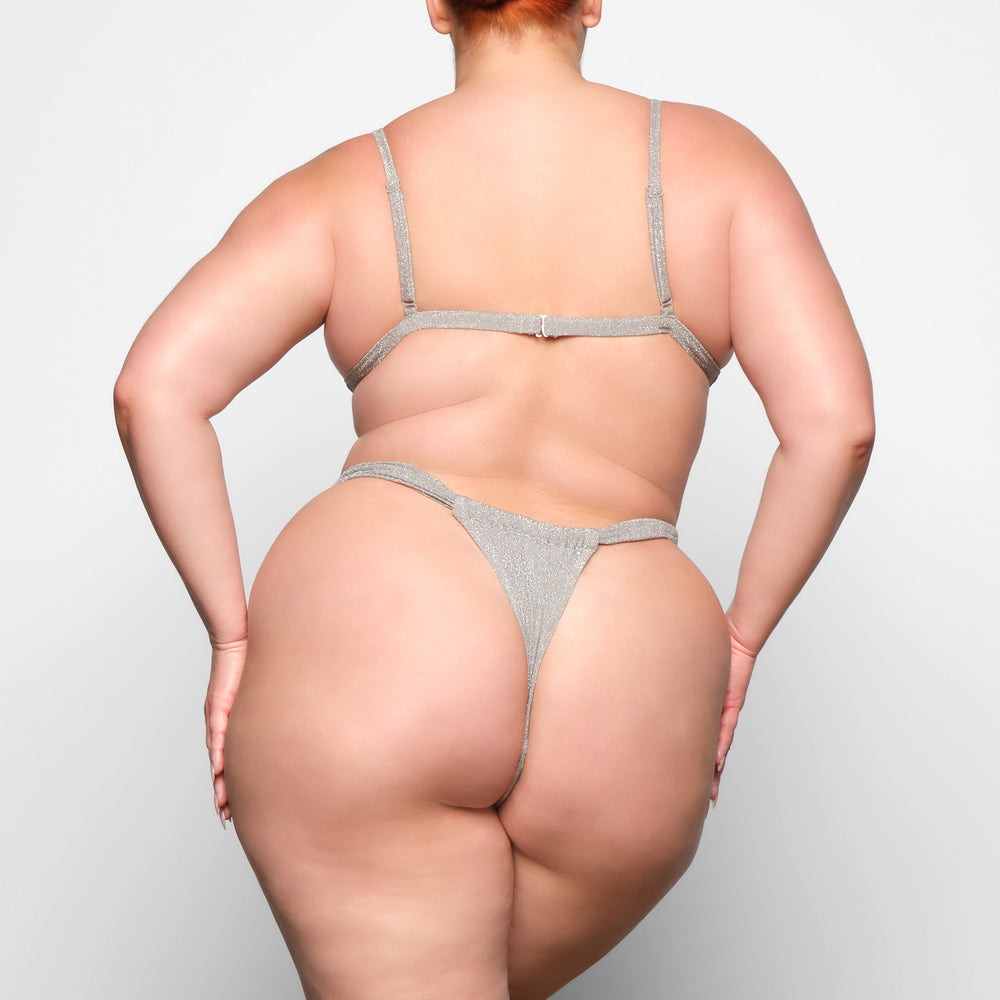 Skims GLITTER SWIM RUCHED BIKINI TANGA Two Pieces Siva | AHJP-46251