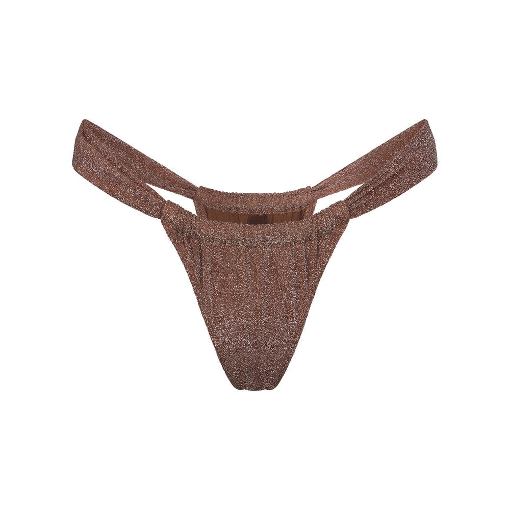 Skims GLITTER SWIM RUCHED BIKINI TANGA Two Pieces Hnede | HWXT-30759