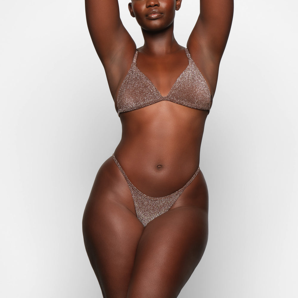 Skims GLITTER SWIM STRING Thong Čokoláda | WFRS-84503