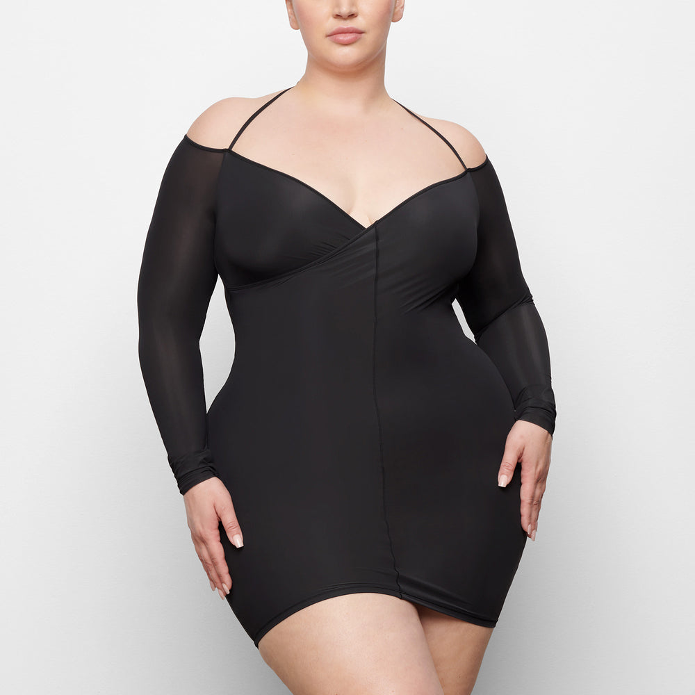 Skims JELLY SHEER OFF THE SHOULDER Dress Čierne | YUXB-81623