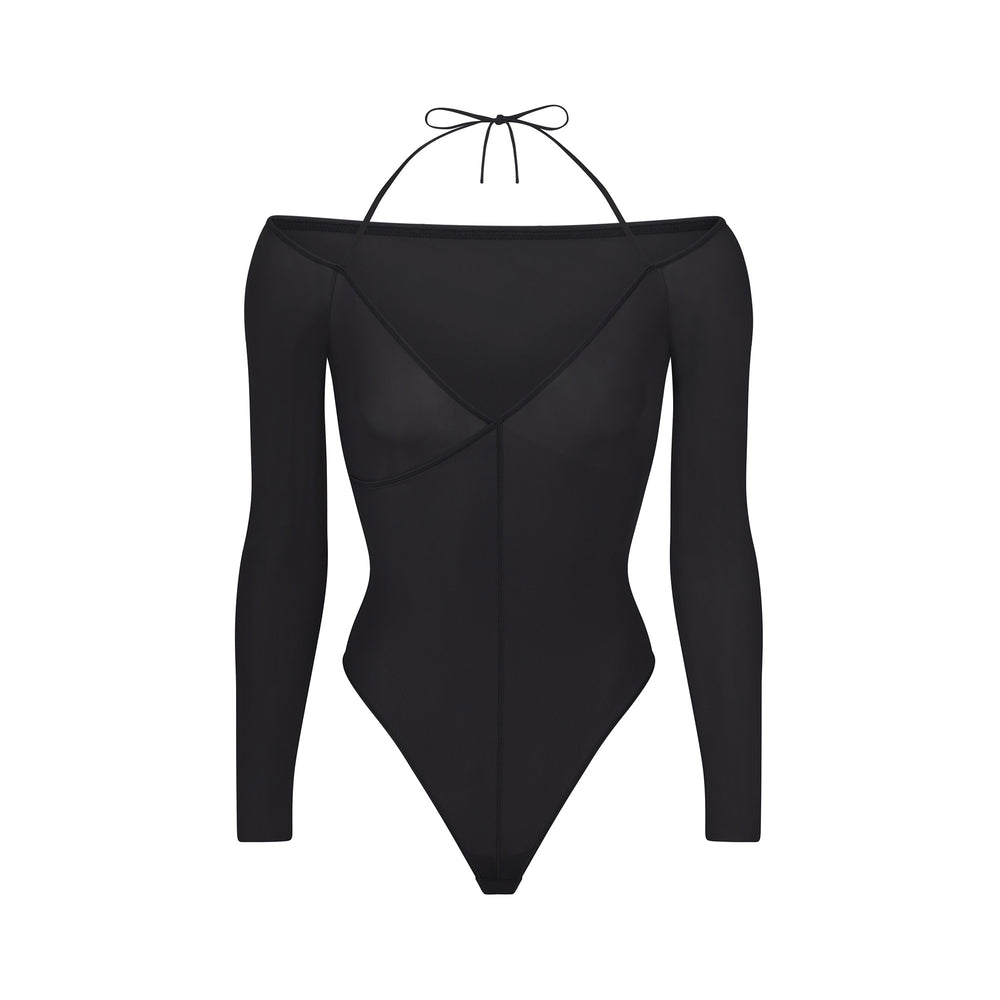 Skims JELLY SHEER Off The Shoulder Bodysuit Čierne | HAGO-47681