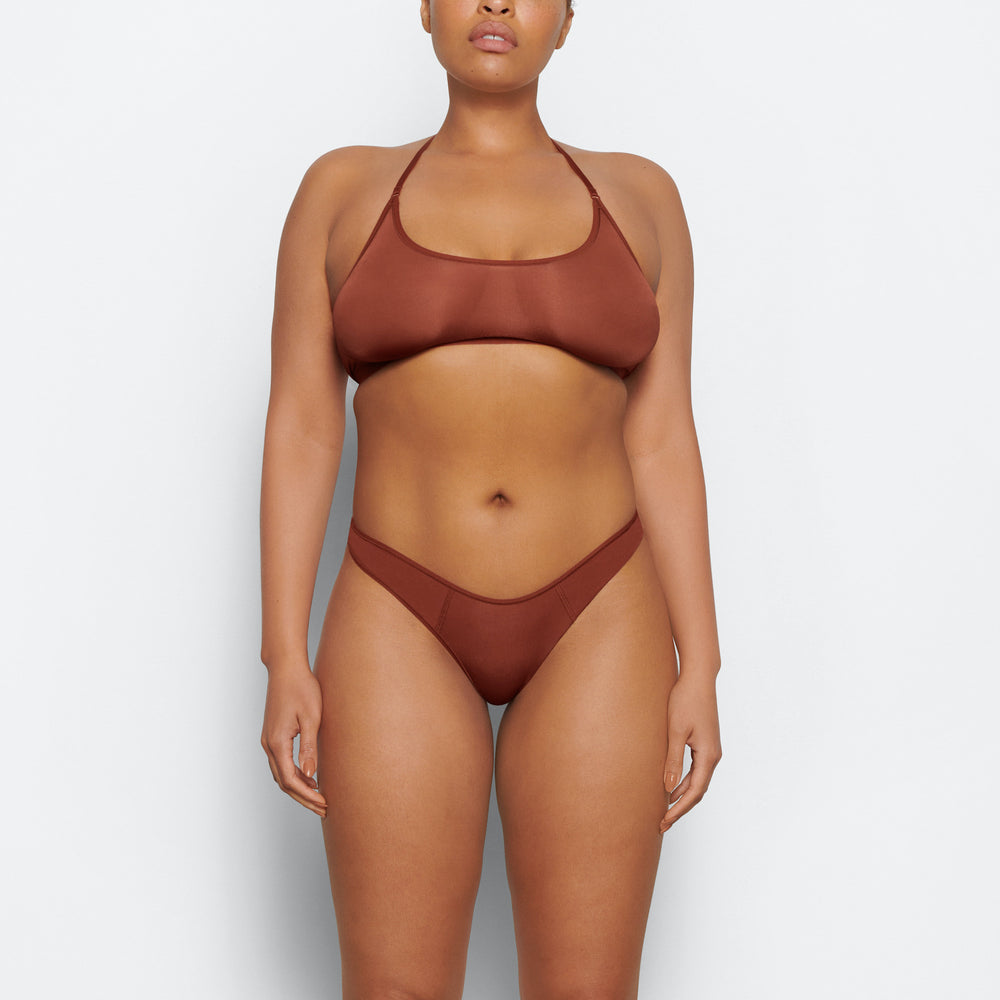 Skims JELLY SHEER SEAMED DIPPED Thong Hnede | LCAU-04679