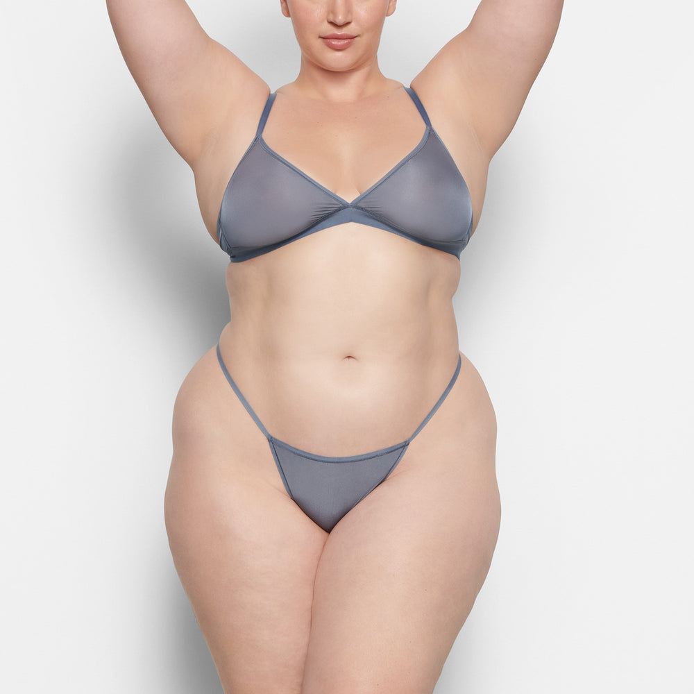 Skims JELLY SHEER SEAMED TRIANGLE Bralette Siva Modre | HEVF-75608