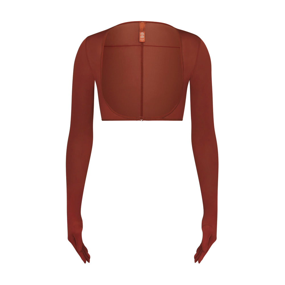 Skims JELLY SHEER SHOULDER SLEEVE Top Hnede | HNIB-91823