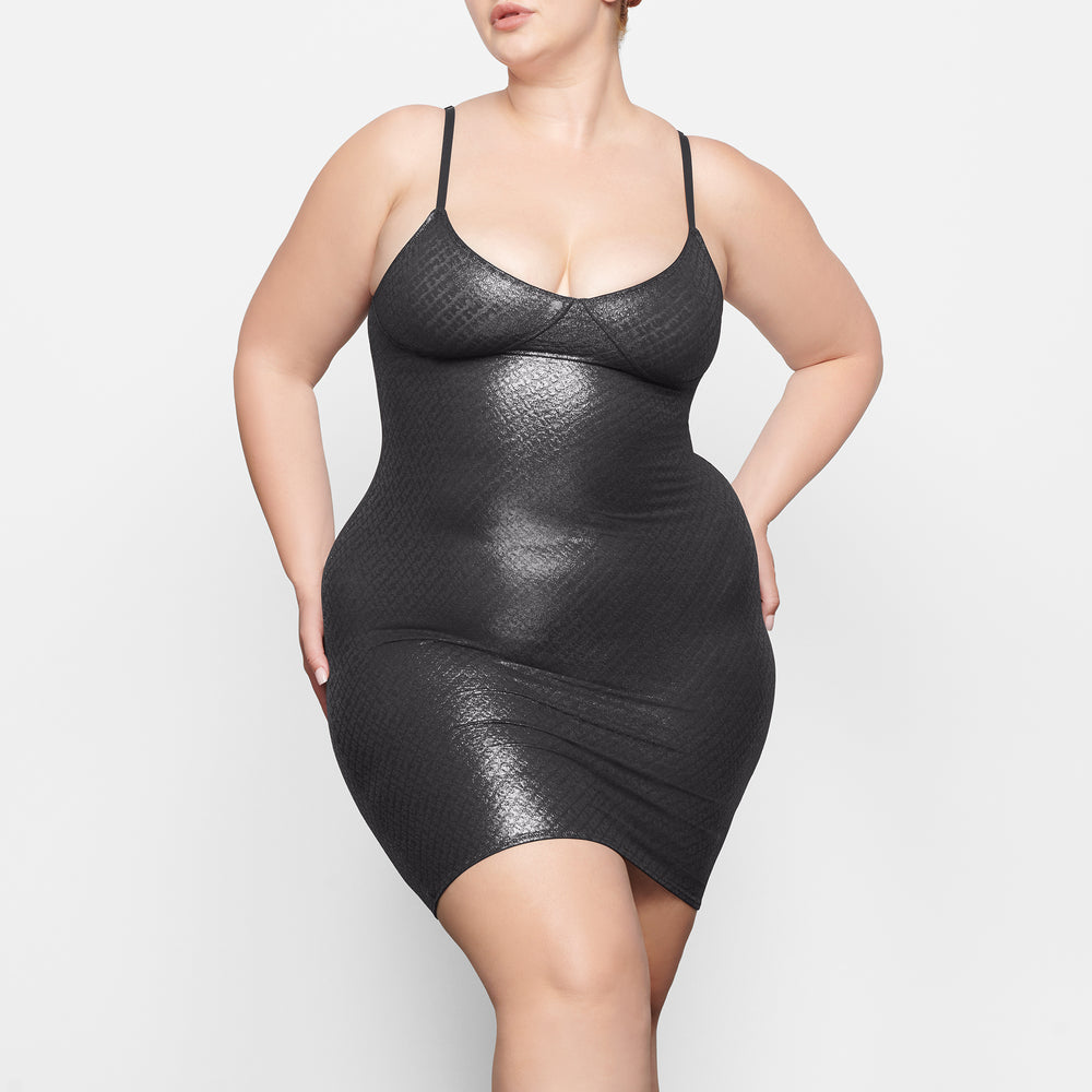 Skims LOGO MESH FOIL CAMI Dress Čierne | PWUY-92856