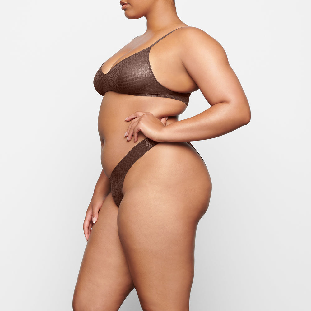 Skims LOGO MESH FOIL CHEEKY Brief Čokoláda | PVCA-87294