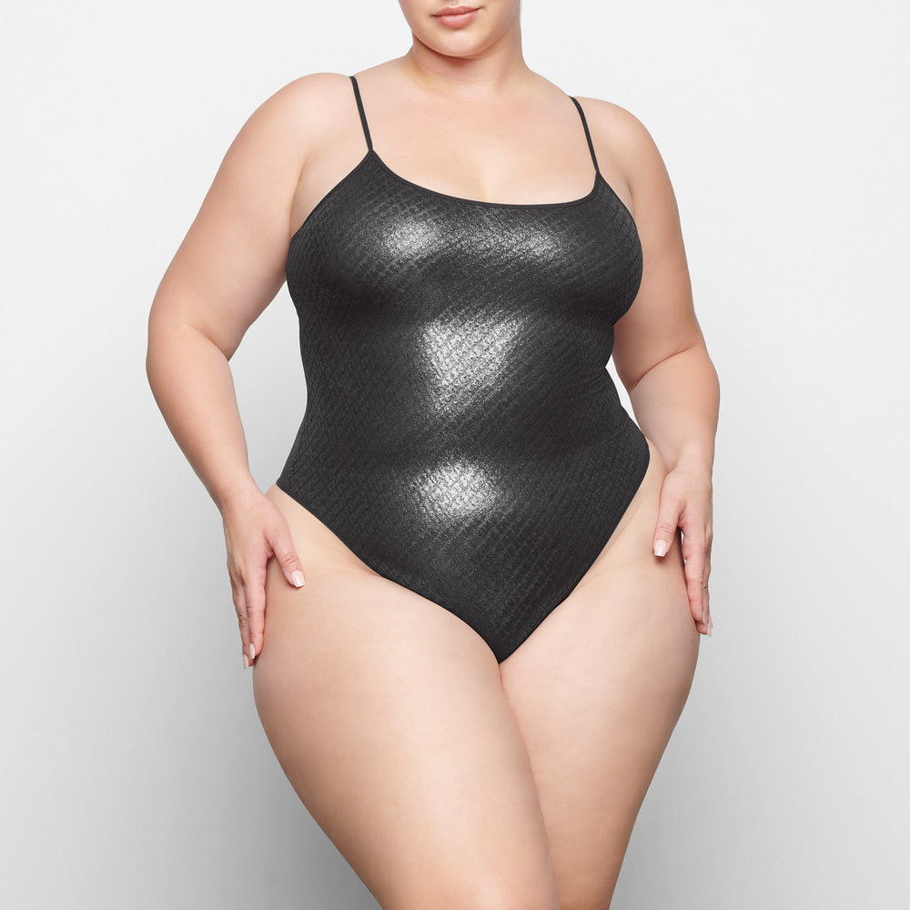 Skims LOGO MESH FOIL Cami Bodysuit Čierne | DRLZ-30874